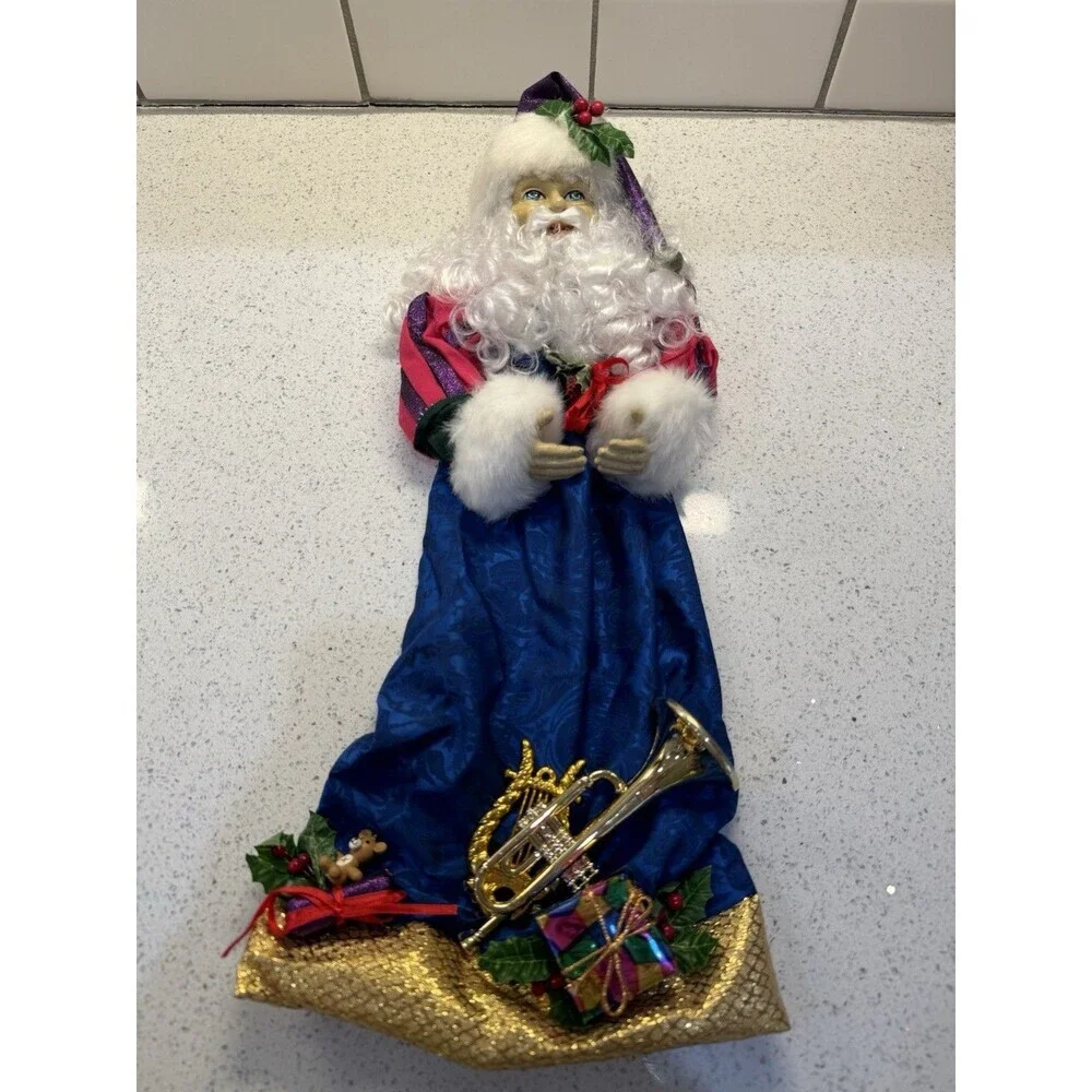 Vtg Santa Clause Midevil Mardi Gras Christmas Wine Bottle Cover Christmas